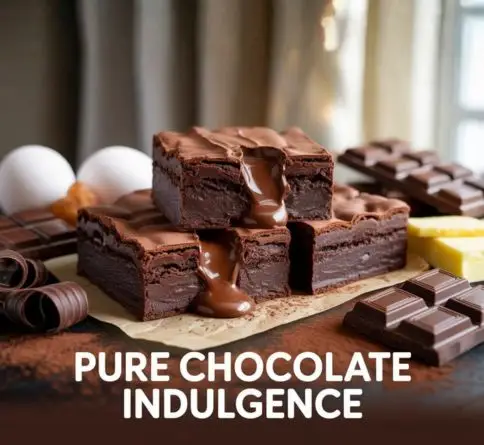 Flourless chocolate brownies with dense truffle-like texture, glossy tops, and intense dark chocolate flavor.
