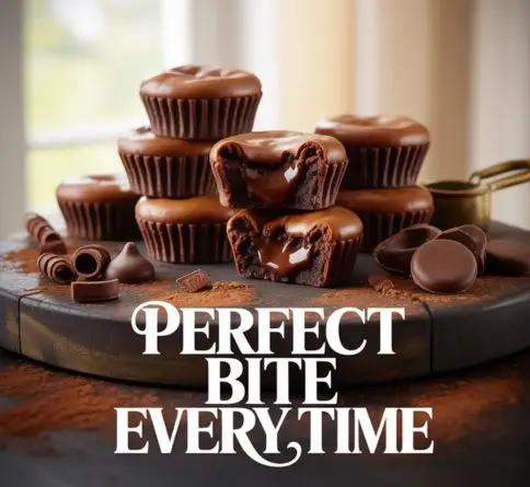 Mini brownie bites with crackly tops, fudgy chocolate centers, and bite-sized chocolate perfection for parties.