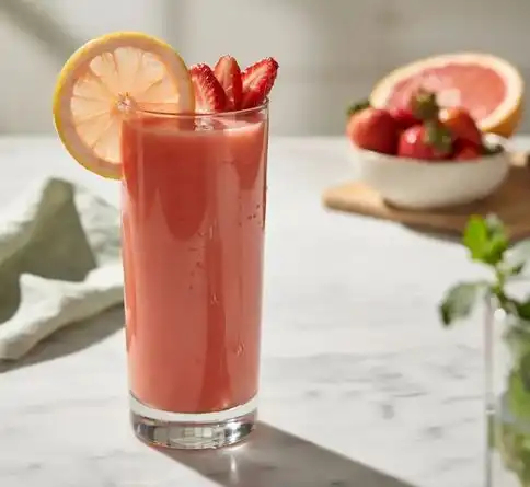  Grapefruit strawberry fruit smoothie recipe with fresh grapefruit garnish