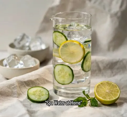 Cucumber lime infused water in a glass pitcher, refreshing non alcoholic summer drink