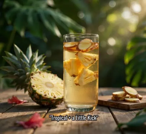Pineapple ginger infused water, a homemade summer drink with a spicy twist