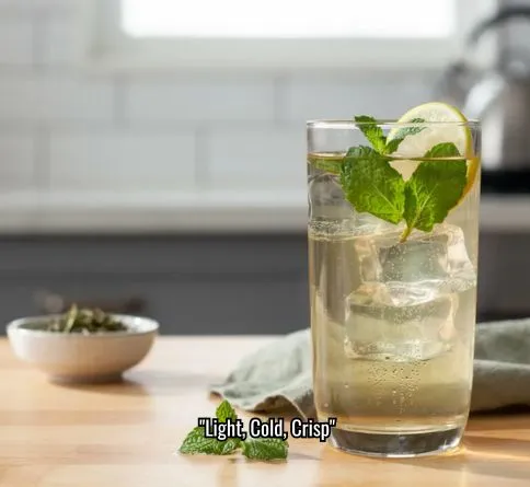 Iced green tea with fresh mint, refreshing non alcoholic summer drink