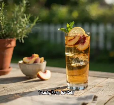 Peach iced tea with fresh peach slices, easy homemade summer drink