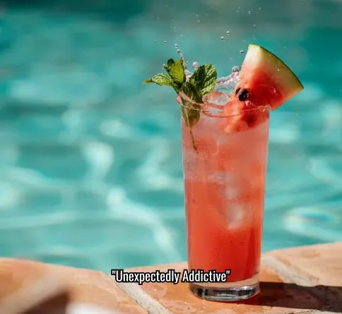Watermelon mint cooler tonic in a glass, refreshing summer drink with a tangy twist