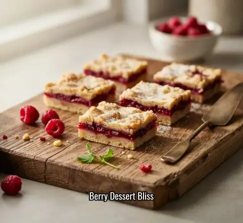 Raspberry crumble bars with buttery topping and sweet raspberry filling.